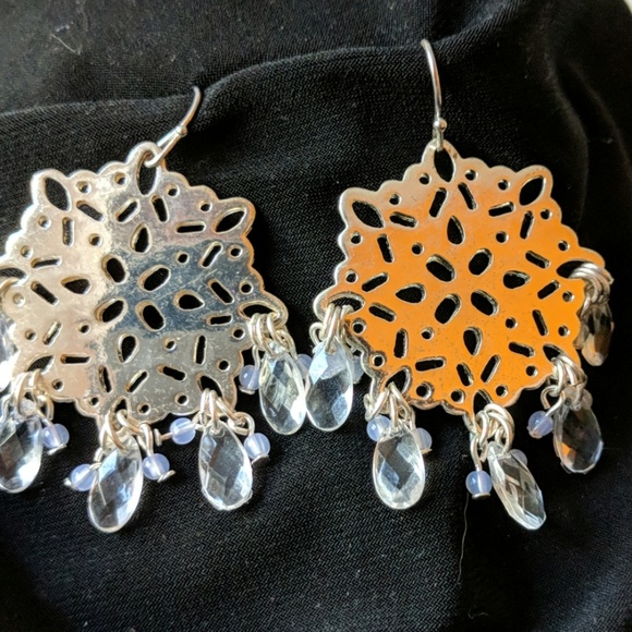 Holiday! Silver Snowflake Earrings - Picture 2 of 4